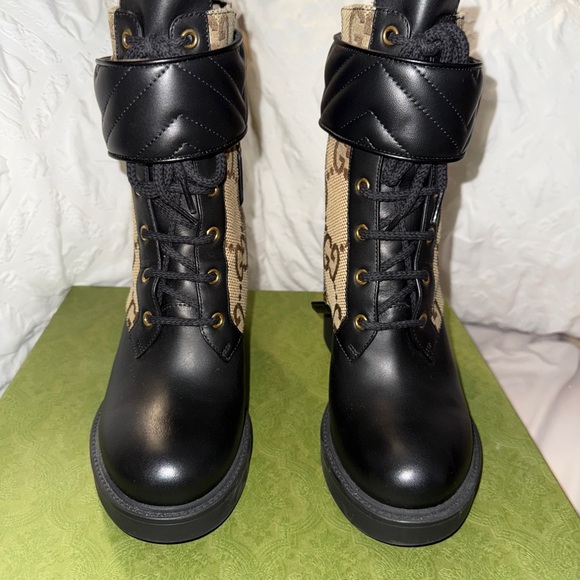 Gucci Women's Black and Beige Ankle Boots - Picture 4 of 8